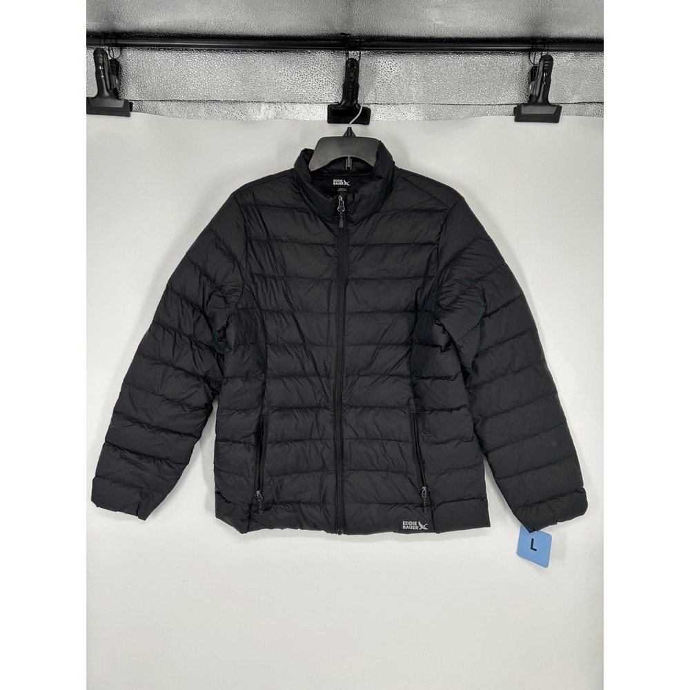 Eddie Bauer Packable Down 650 Jacket Black Insulated Puffer EB650 Womens Large